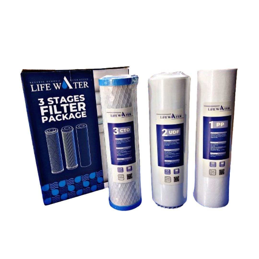 پک فیلتر ۳ مرحله اول دستگاه تصفیه آب لایف واتر